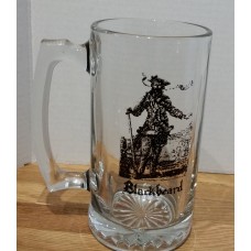  24 Ounce Handcrafted Glass Beer Mug Blackbeard Pirate 